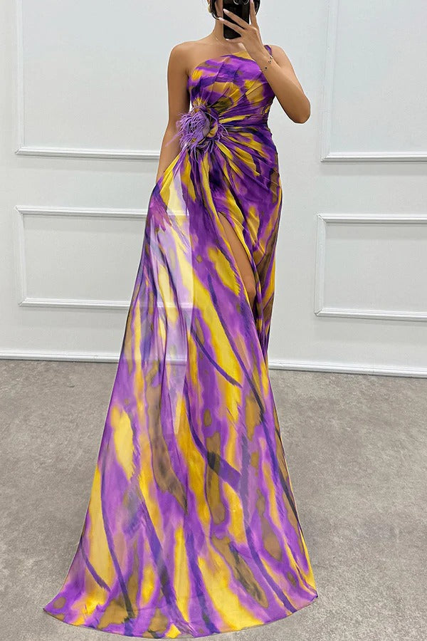 One-Shoulder Split Maxi Dress Wedding Guest for Women