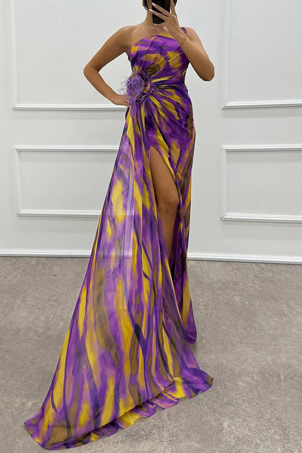 One-Shoulder Split Maxi Dress Wedding Guest for Women
