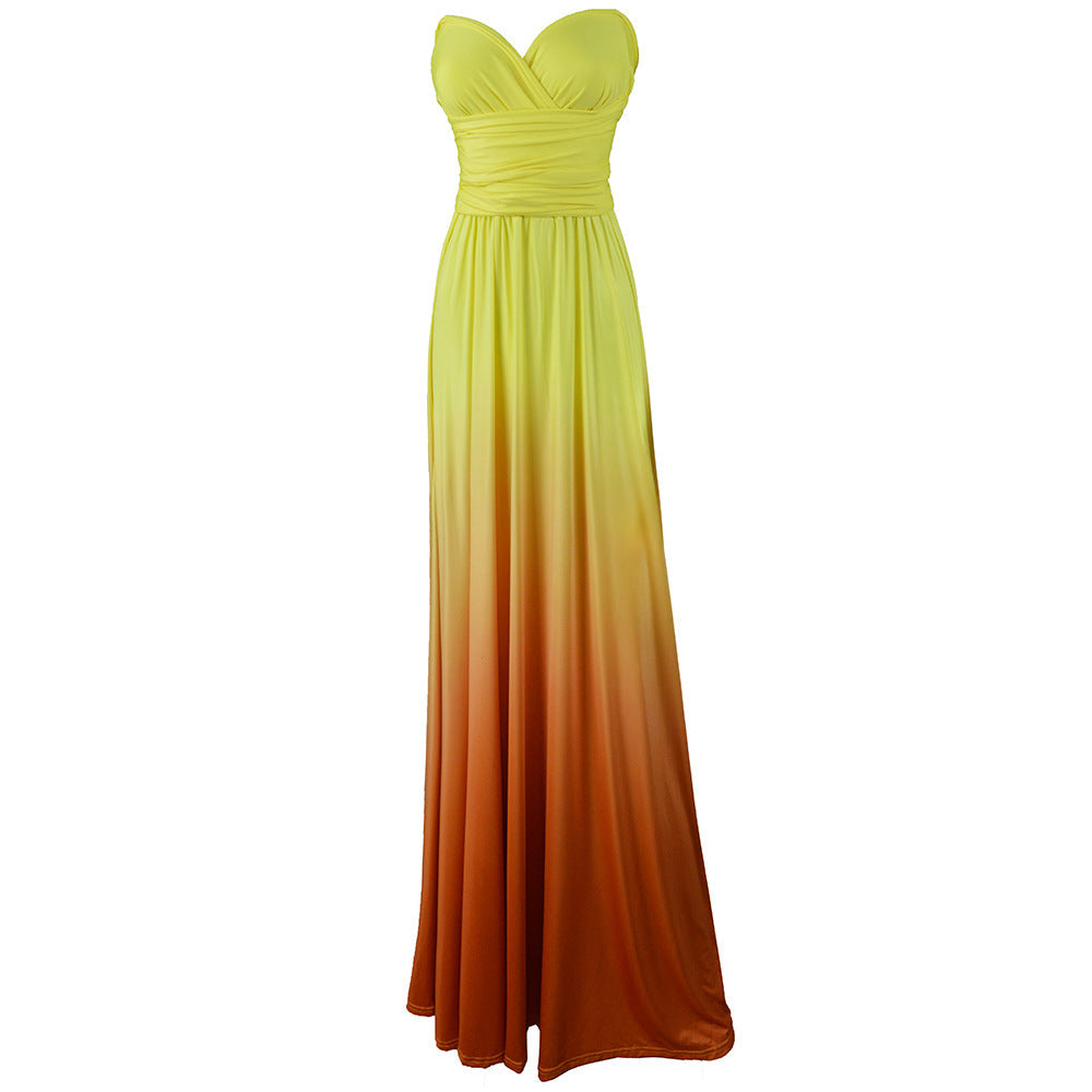 V-Neck Wedding Guest Ombre Maxi Dress for Women