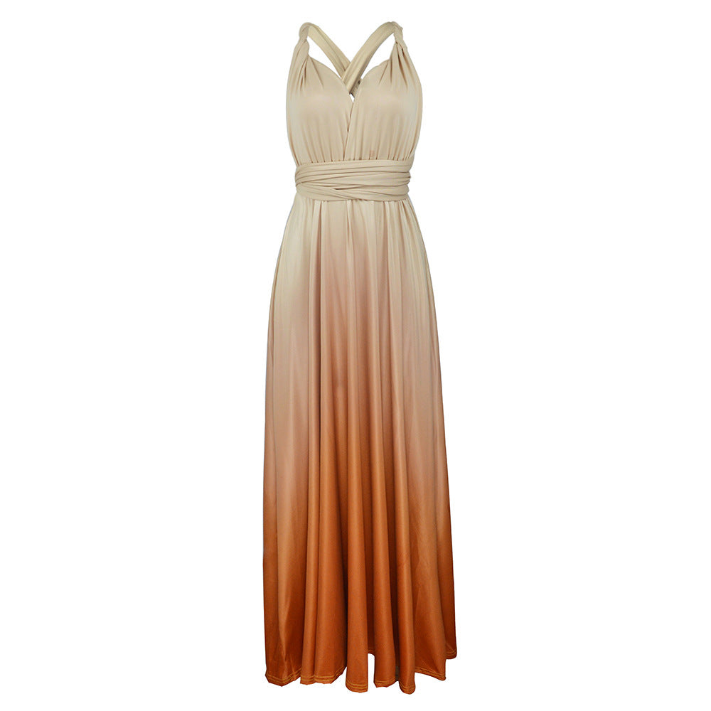 V-Neck Wedding Guest Ombre Maxi Dress for Women