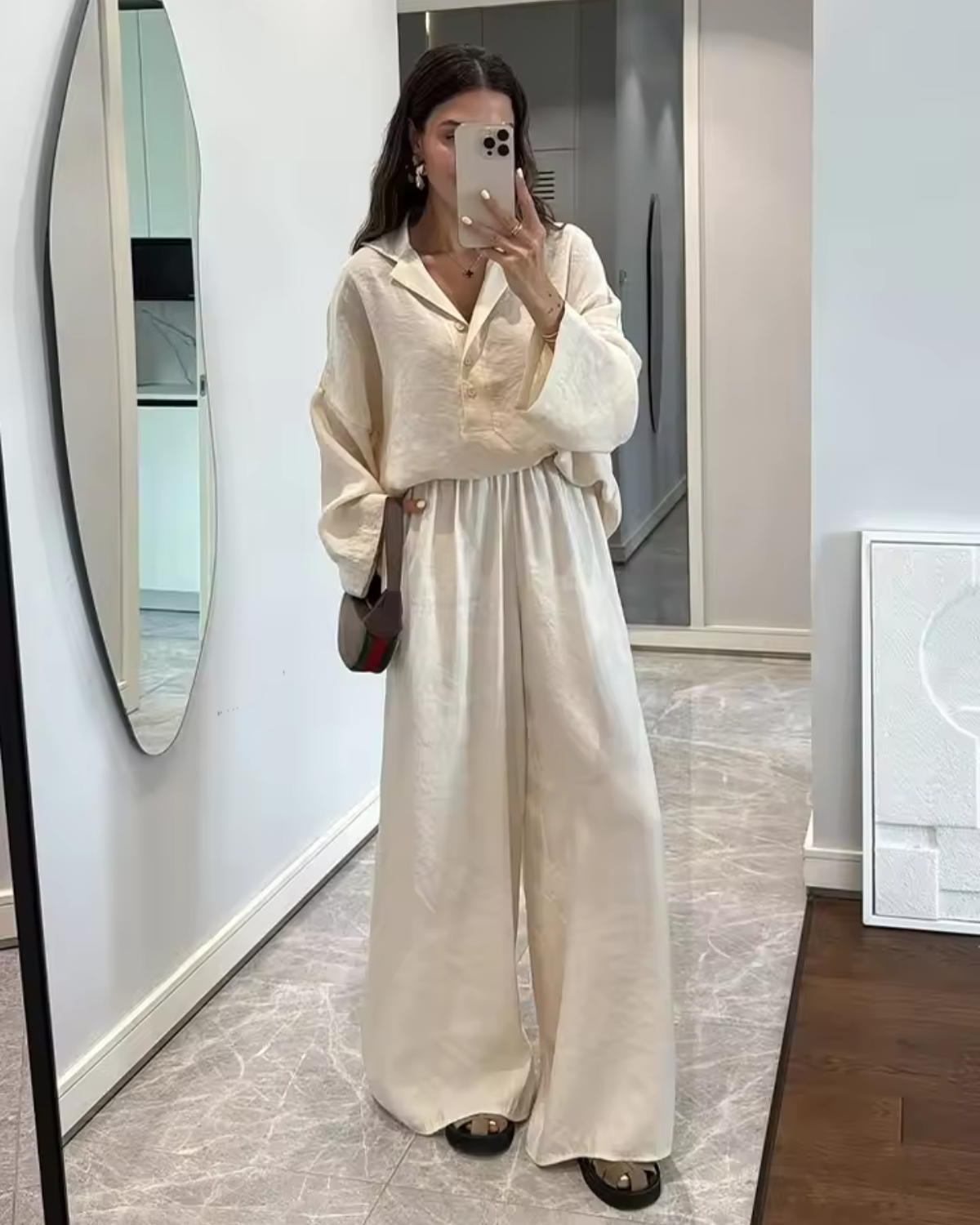 Wide Leg Linen Pants with Elasticated Waist for Women