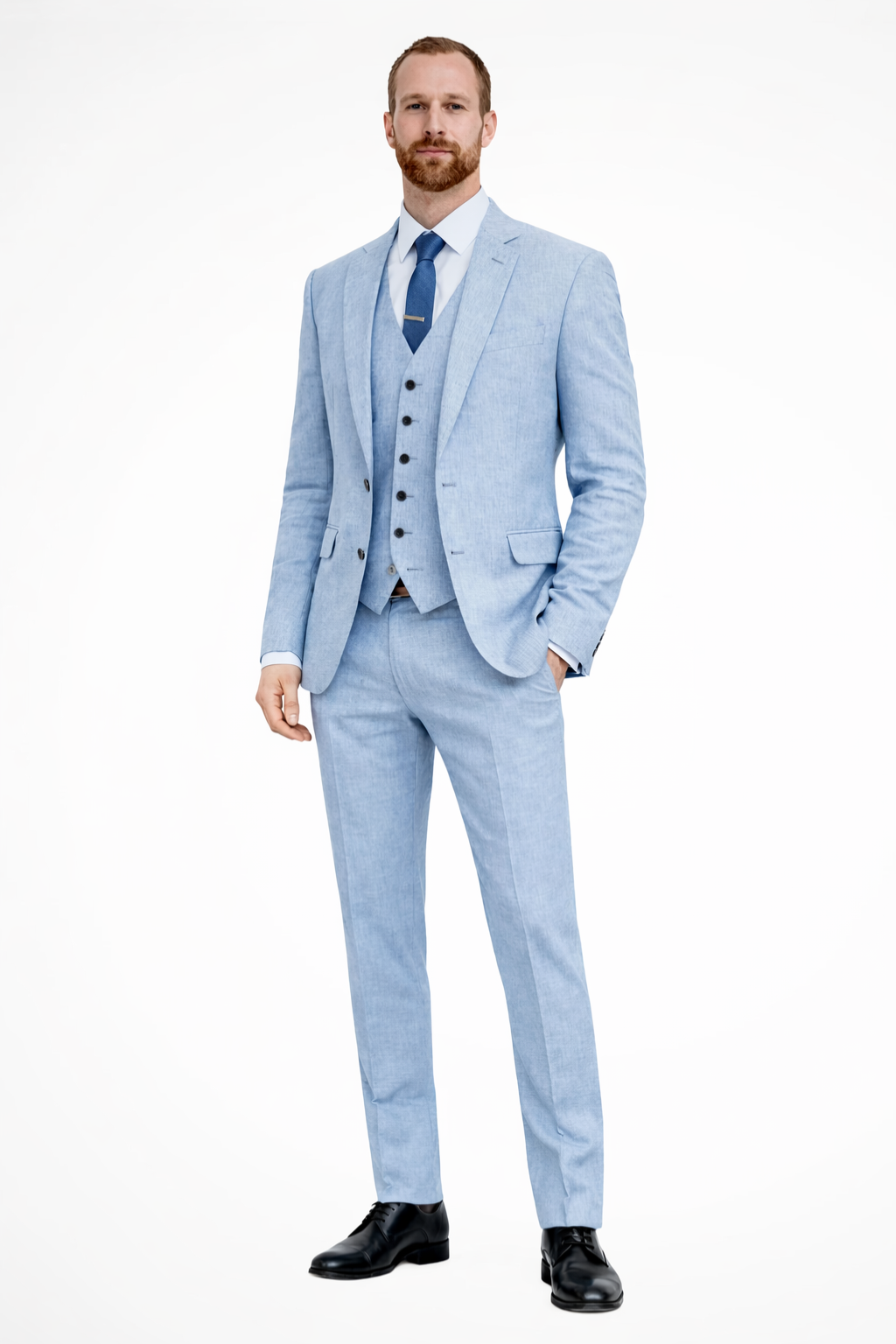 Linen Three Piece Suit Set for Men