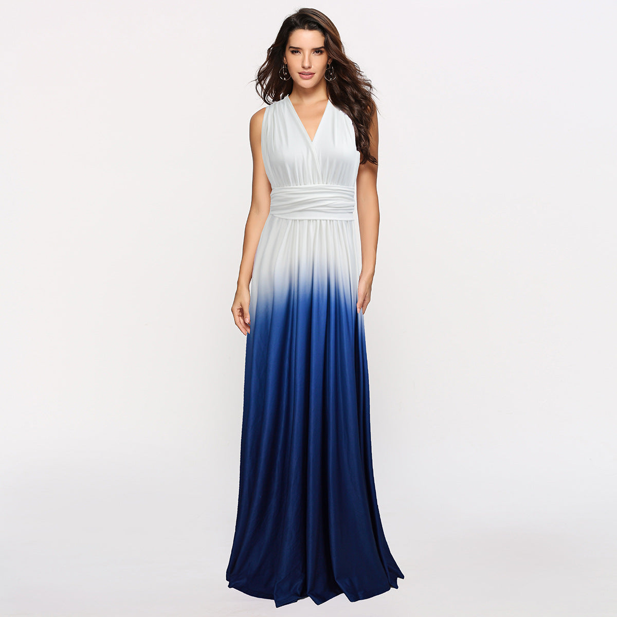 V-Neck Wedding Guest Ombre Maxi Dress for Women