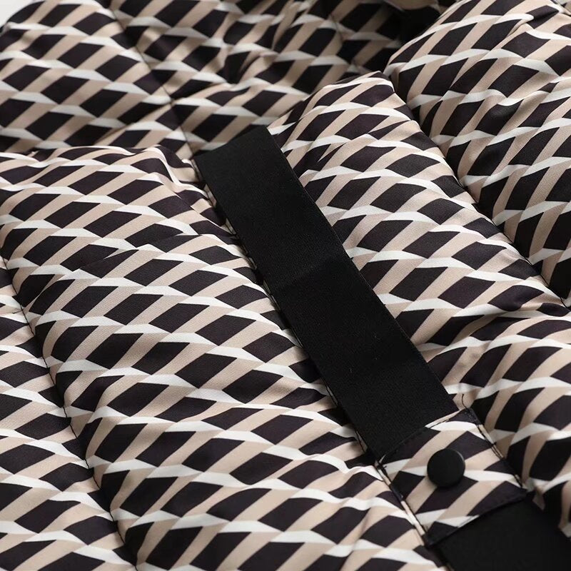 Hooded Puffer Jacket with Belt for Women