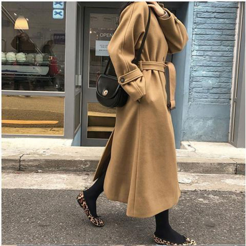 Long Single Breasted Woolen Coat for Women