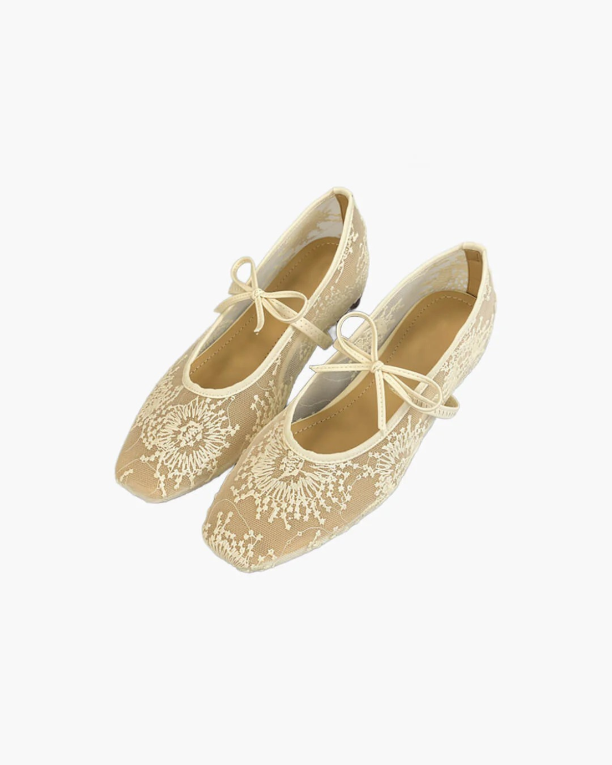 Mesh Ballet Flats with Floral Pattern for Women