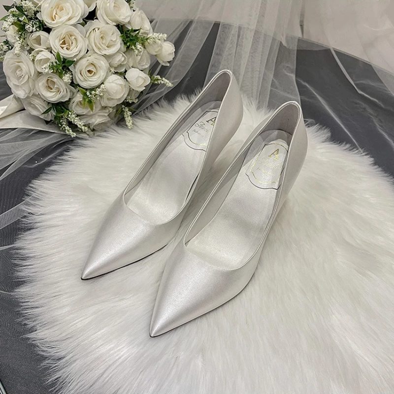 Satin Stiletto Heels with Pointed Toe for Women