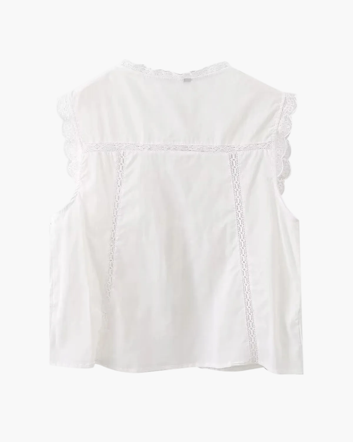 Sleeveless Lace Blouse with Front Tie for Women