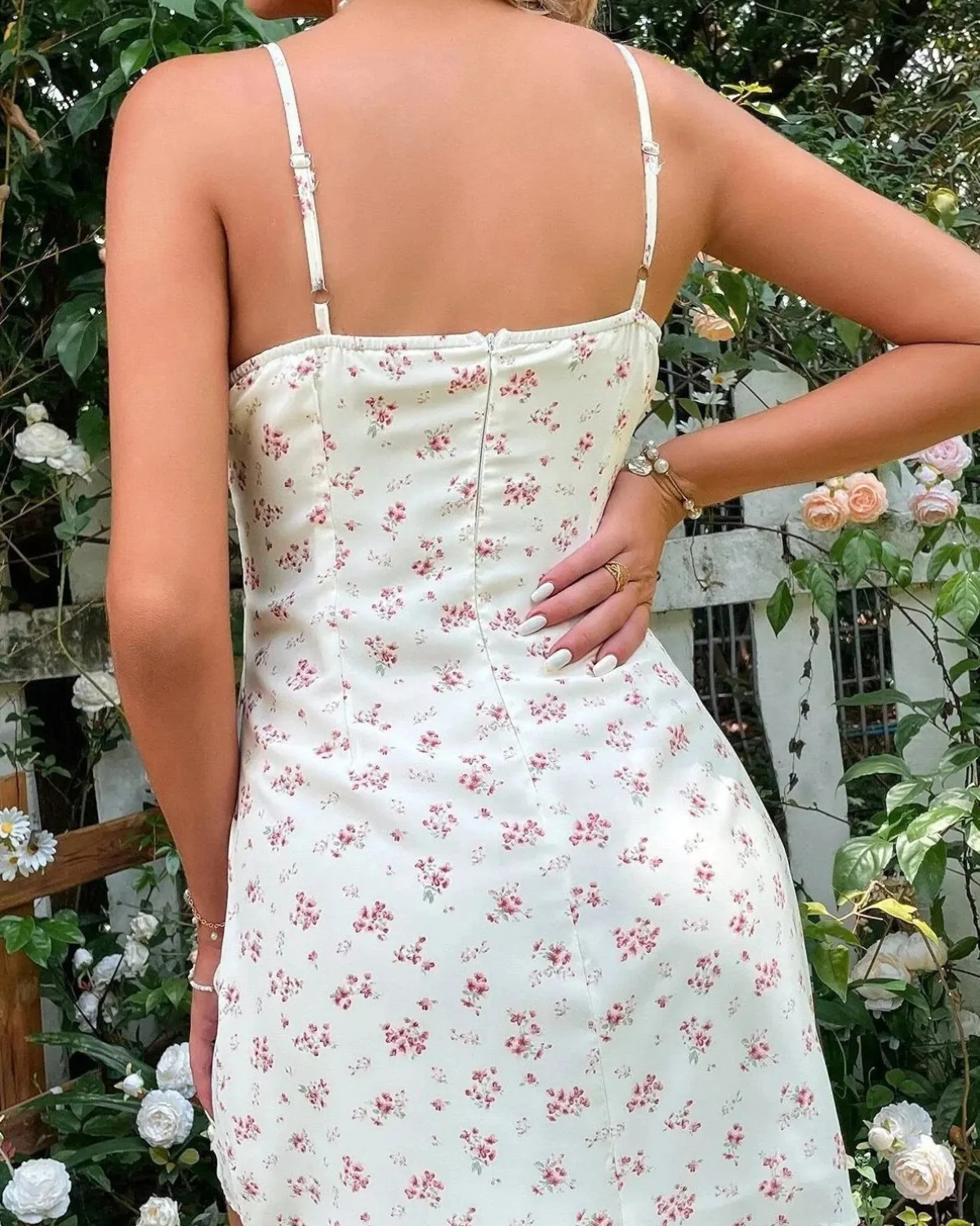 Floral Lace Trim Cami Mini Dress for Women