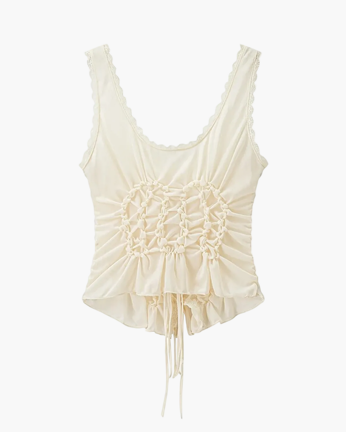Slim Fit Pleated Tank Top with Front Tie for Women