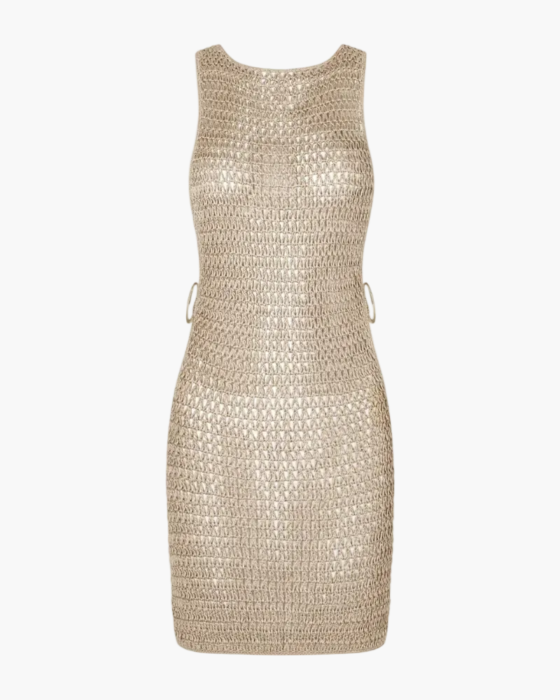 Sleeveless Crochet Knit Beach Dress for Women