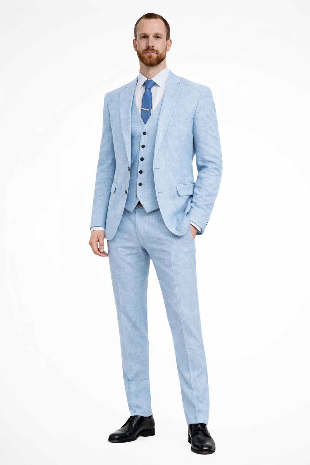 Linen Three Piece Suit Set for Men
