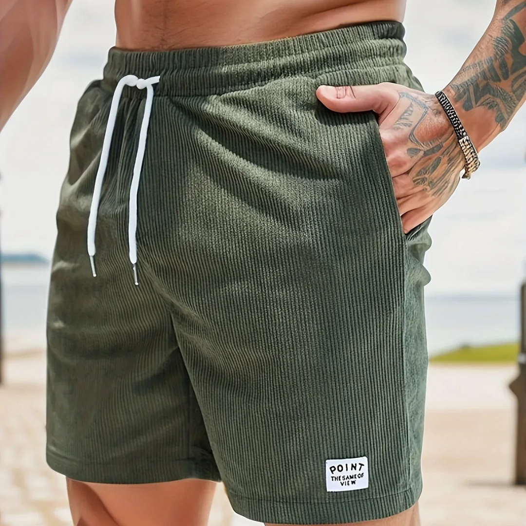 Ribbed Drawstring Casual Shorts for Men