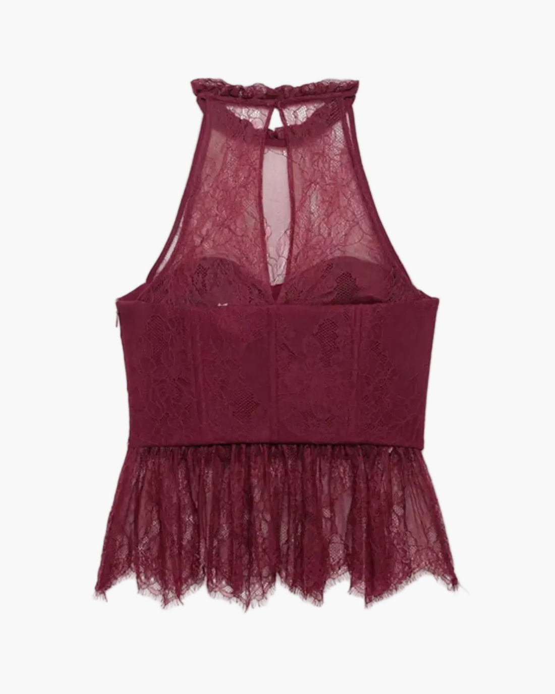 Sleeveless Halter Neck Lace Top for Women