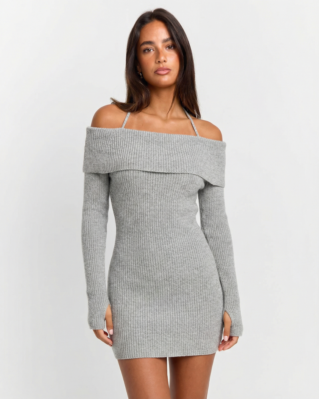 Off Shoulder Ribbed Mini Dress for Women