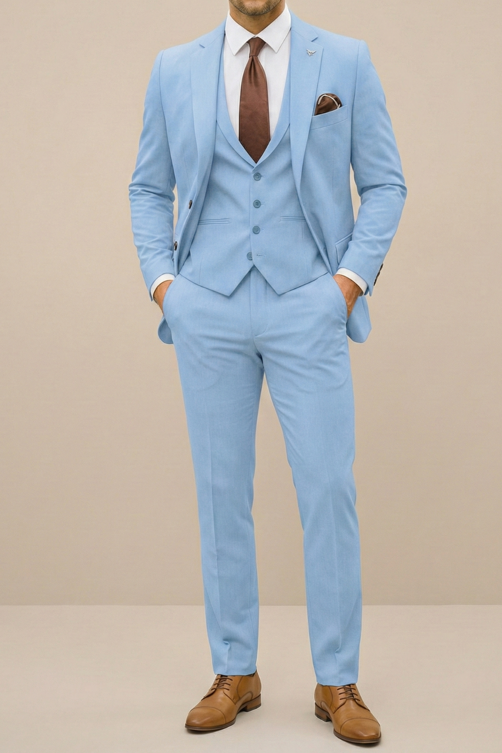 Three Piece Suit Set with Waistcoat for Men
