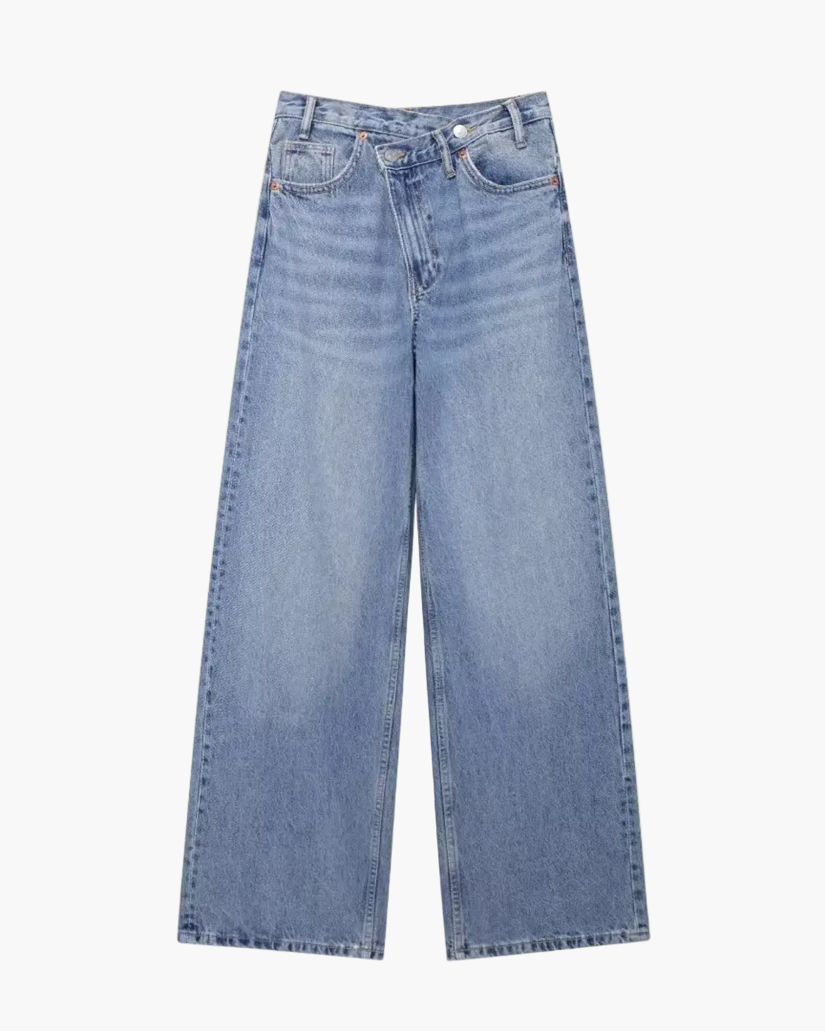 High Waist Straight Leg Denim Pants for Women