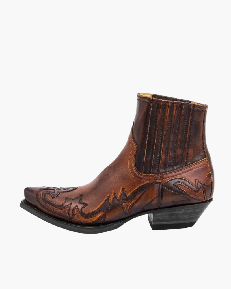 Faux Leather Embroidered Western Boots for Women