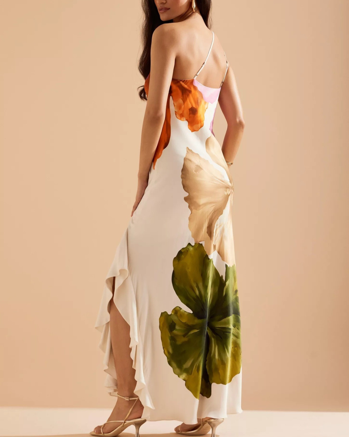 One Shoulder Maxi Floral Dress for Women