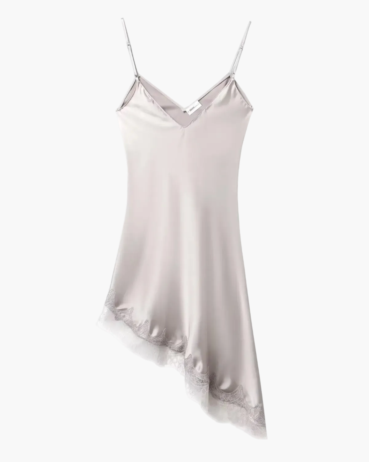 Backless Satin Dress with Asymmetric Lace Hem for Women