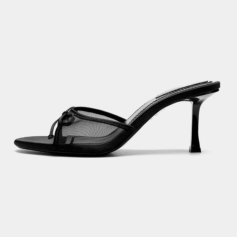 Open Toe Kitten Heels Mule Sandals for Women