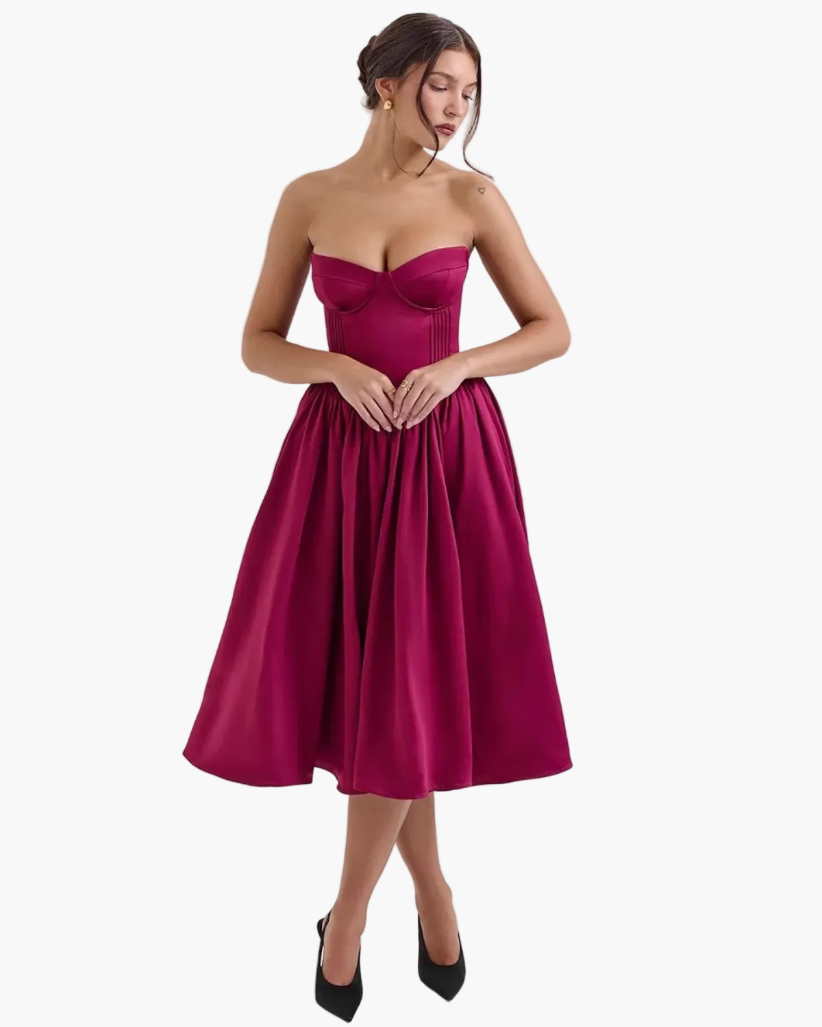 Strapless Cocktail Dress with Flared Skirt for Women
