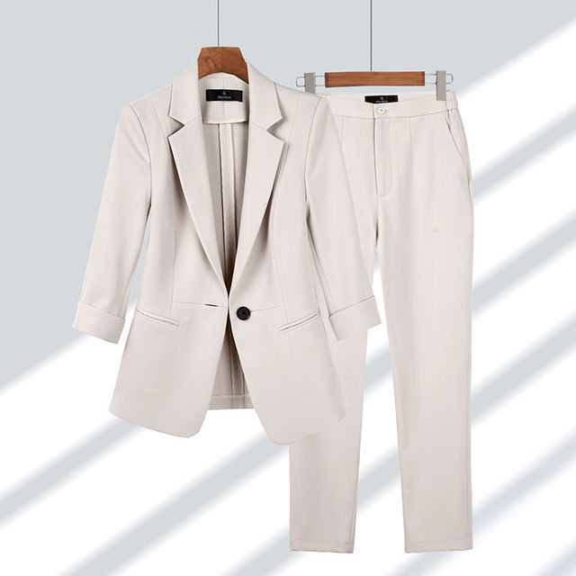 Single-Button Tailored Blazer Trouser Set for Women