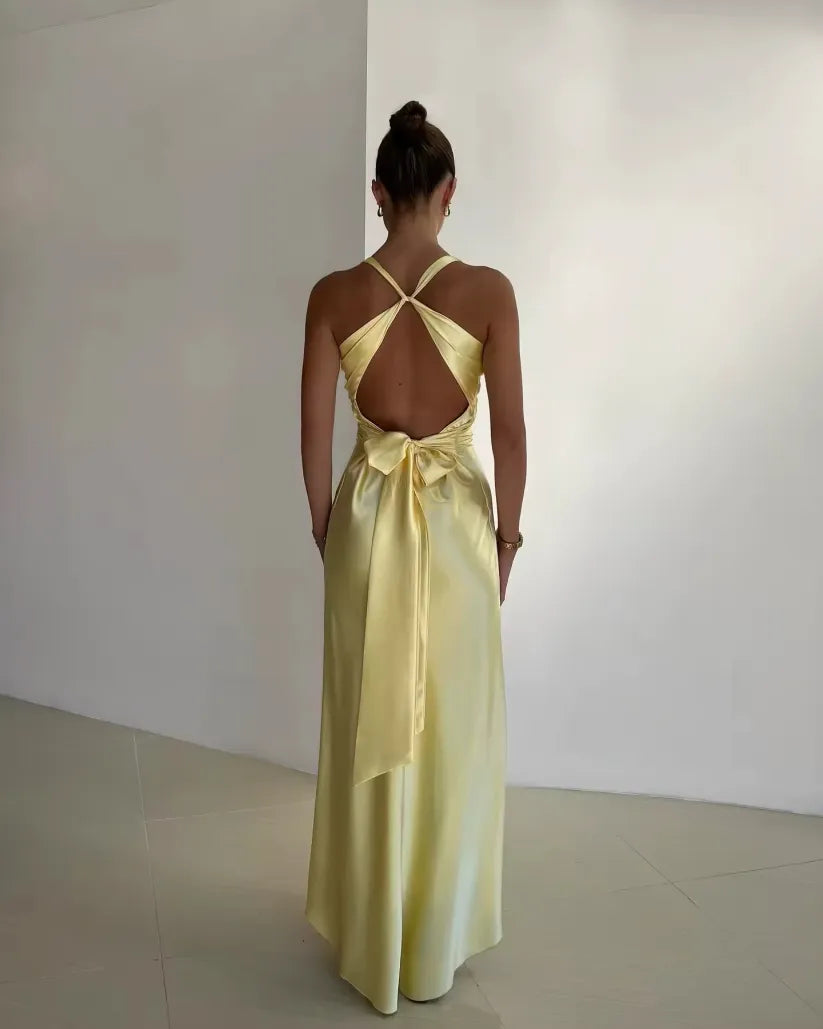 V-Neck Maxi Wedding Guest Dress for Women