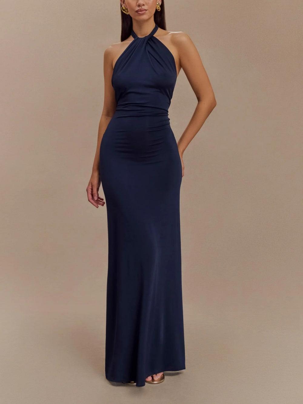 Halter Neck Slinky Wedding Guest Maxi Dress for Women