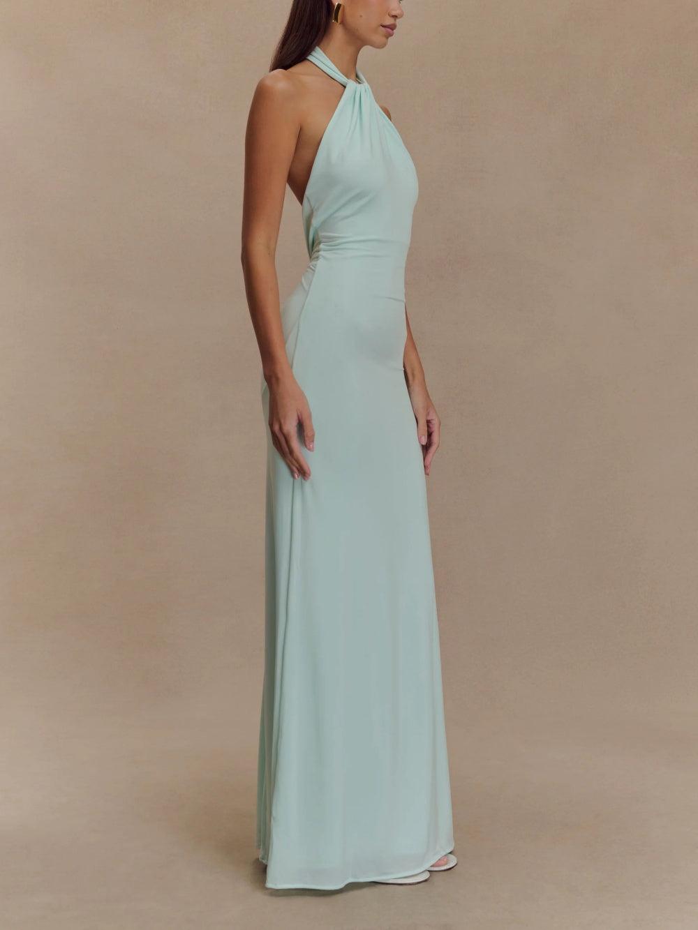 Halter Neck Slinky Wedding Guest Maxi Dress for Women