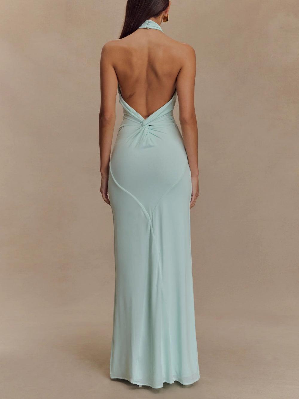 Halter Neck Slinky Wedding Guest Maxi Dress for Women