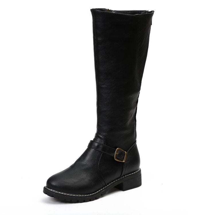 Faux Leather Knee-High Boots for Women