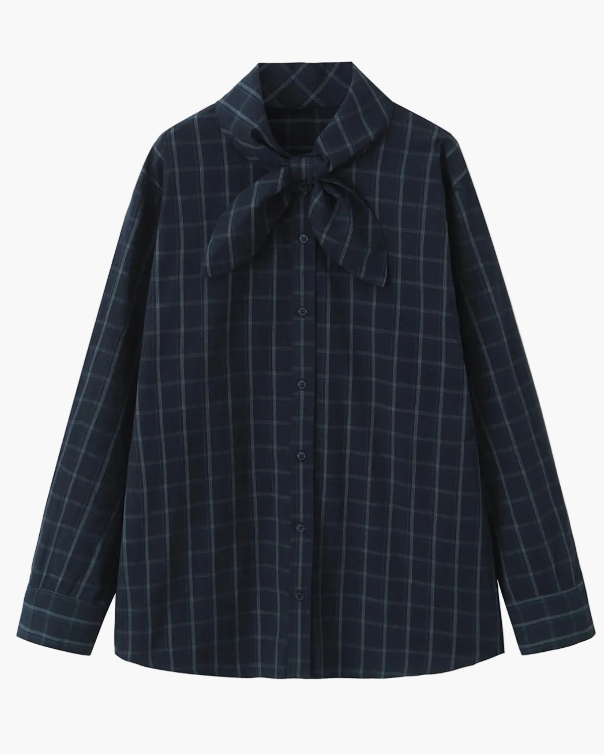 Loose Fit Plaid Poplin Shirt for Women