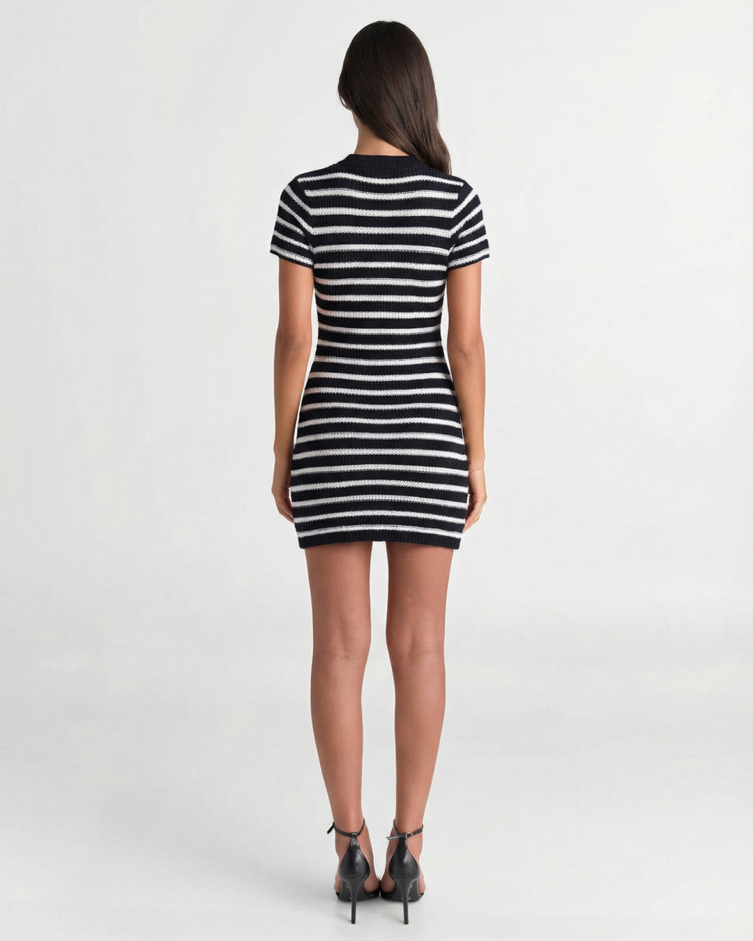 Striped Ribbed Crochet Mini Dress for Women