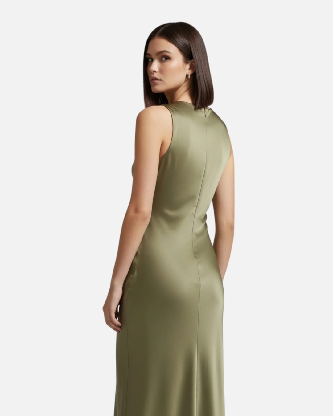 Satin Maxi Slip Dress with Drape Neckline for Women