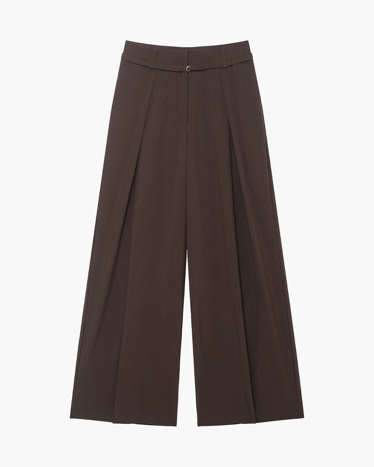 Mid Waist Pleated Wide Leg Pants for Women