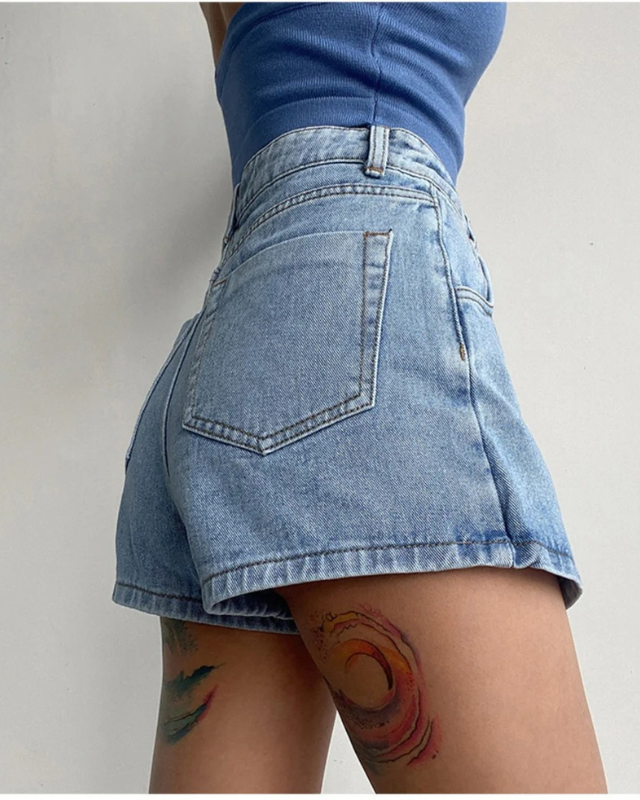 High Waisted Denim Skirt with Shorts for Women