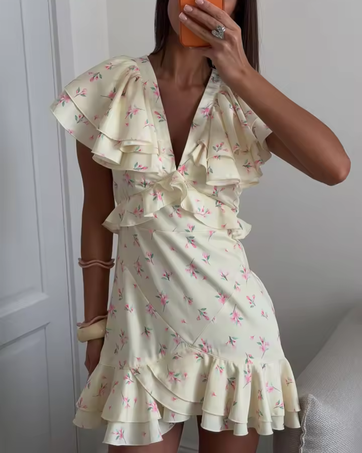 Floral Print Ruffle Mini Dress for Women