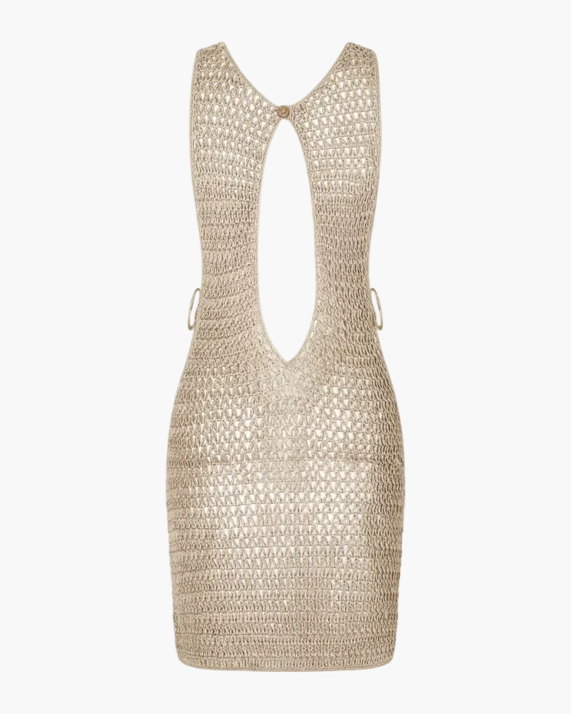 Sleeveless Crochet Knit Beach Dress for Women