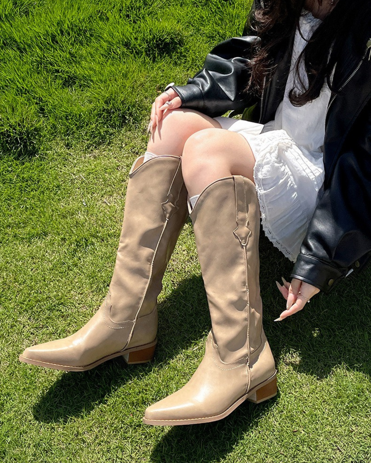 Chunky Low Heel Cowboy Boots for Women