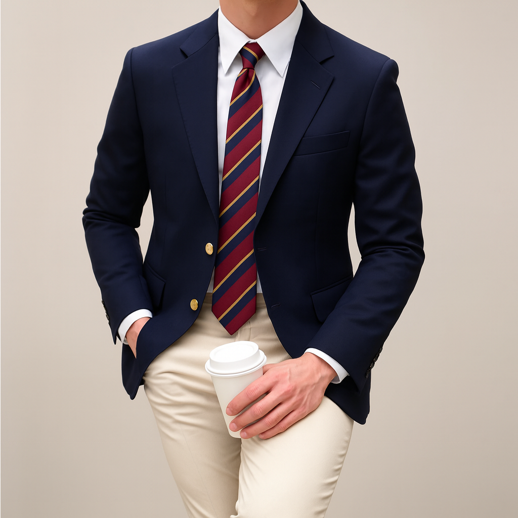 Single Breasted Blazer with Gold Buttons for Men