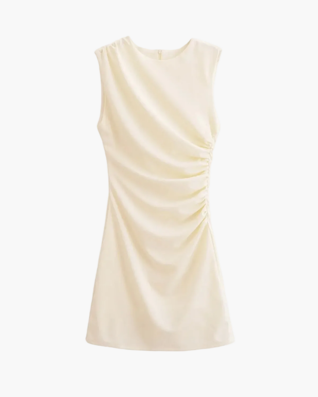 Sleeveless Draped Mini Dress with Zipper for Women
