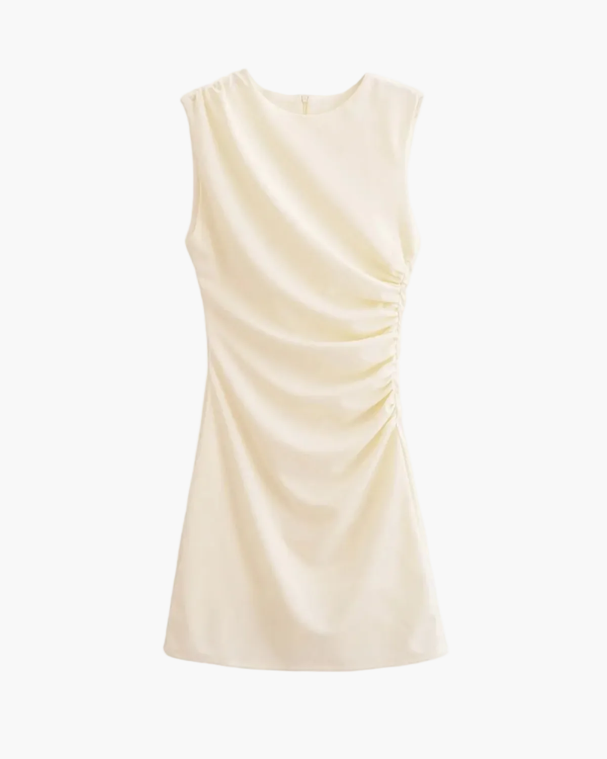 Sleeveless Draped Mini Dress with Zipper for Women