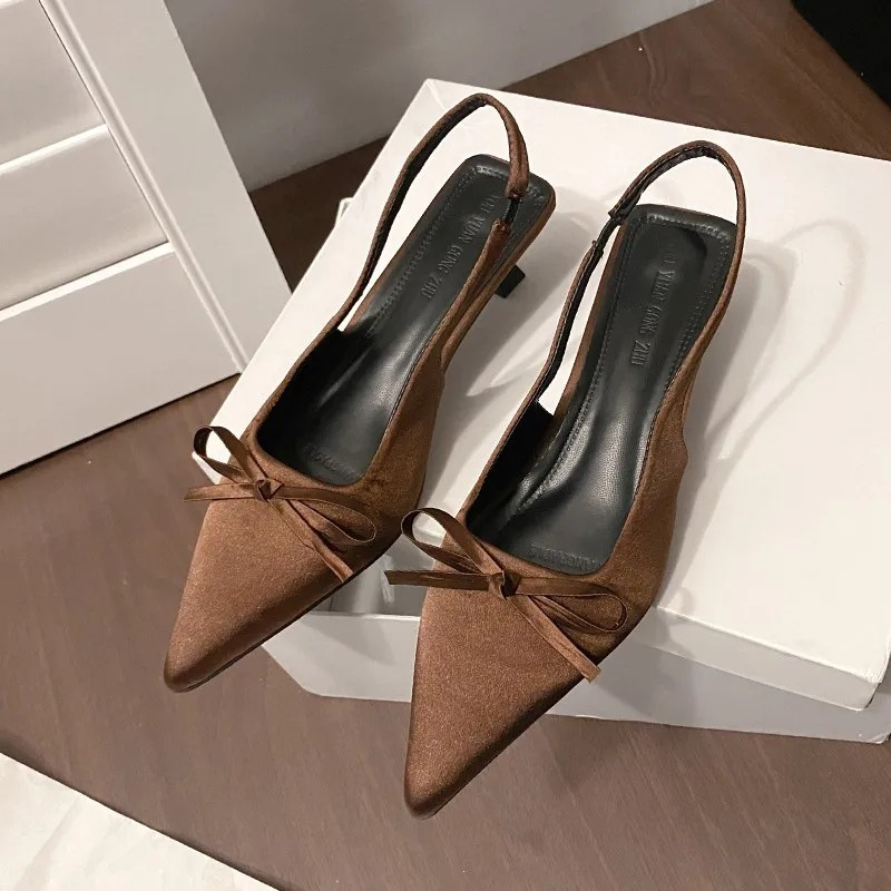 Satin Pointed Toe Slingback Heels for Women