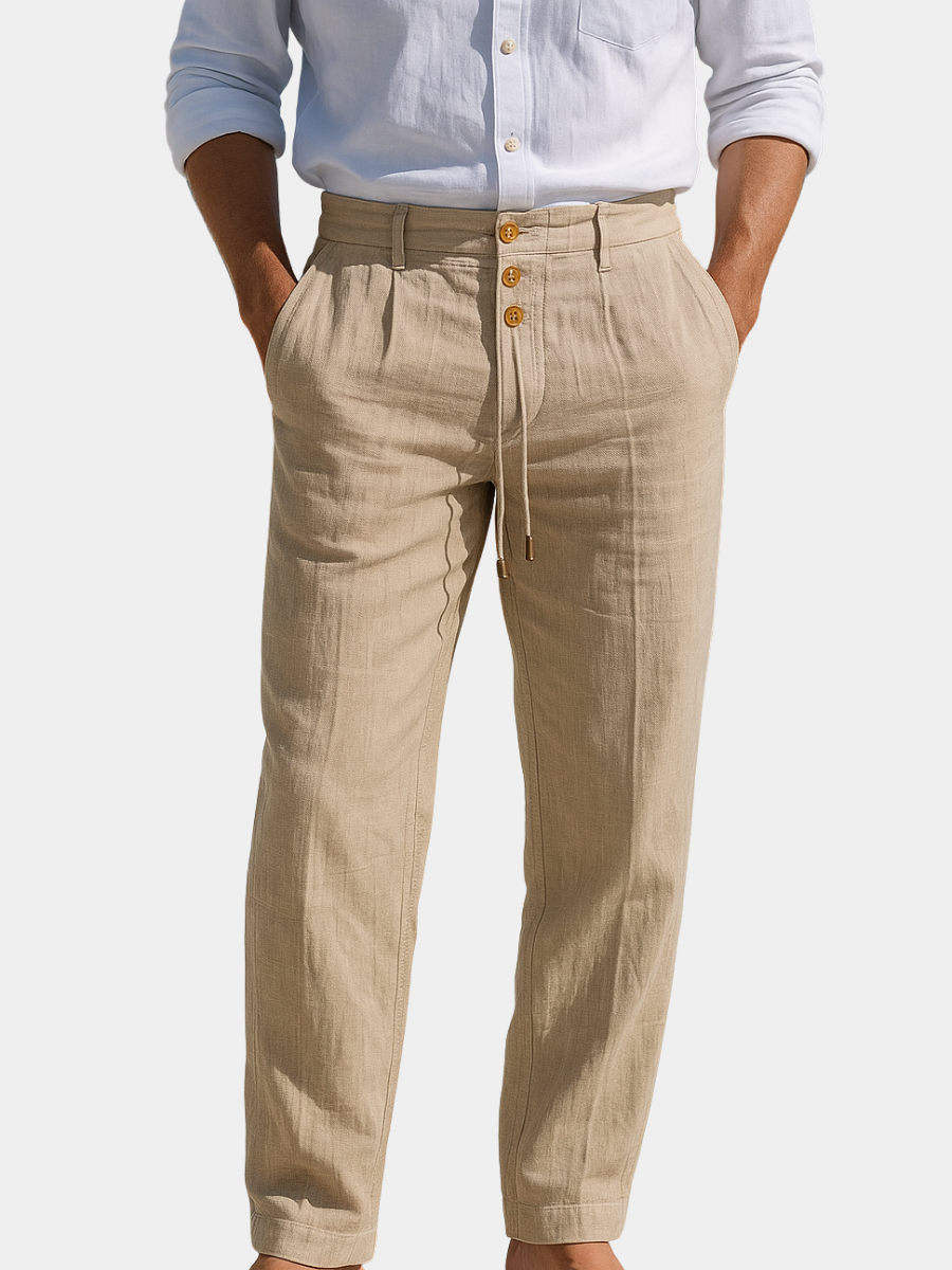 Linen Straight Leg Trousers for Men