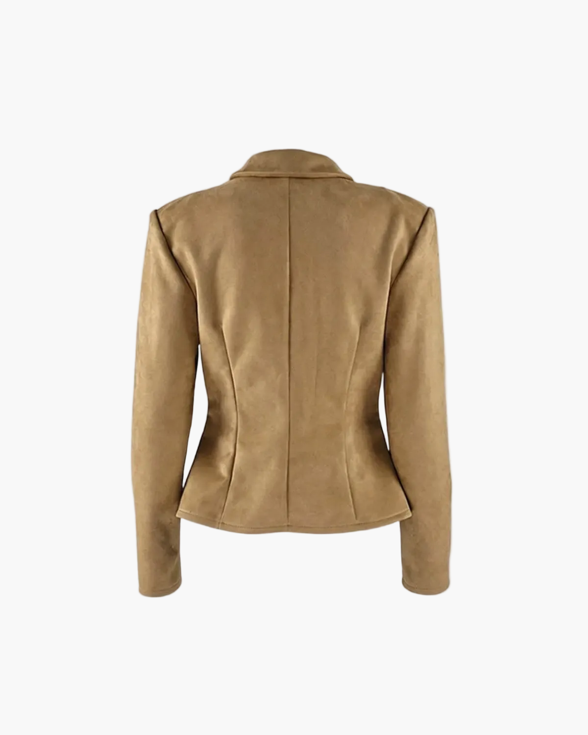Faux Suede Jacket with Collar and Zipper Closure for Women