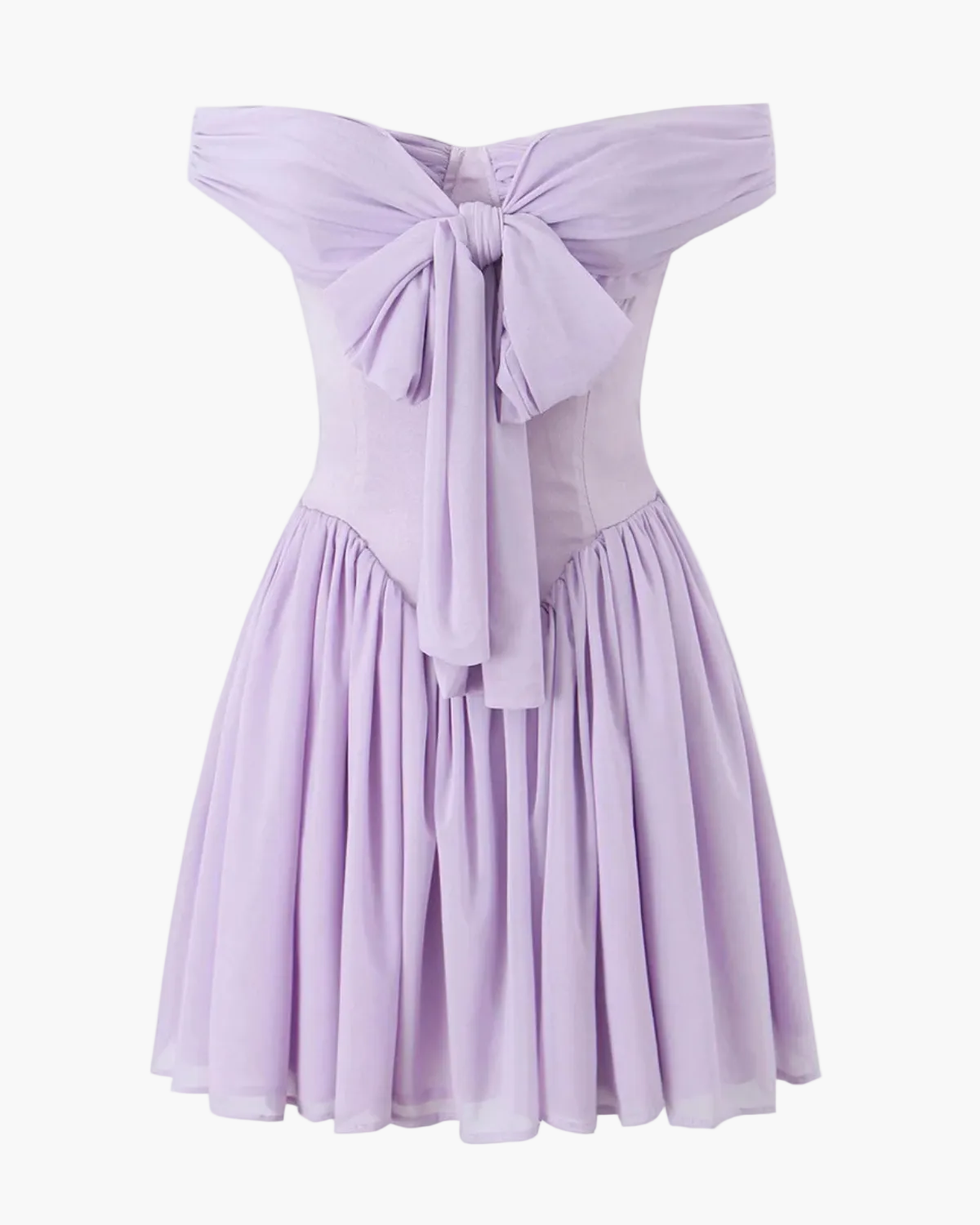 Off-Shoulder Mini Dress with Pleated Skirt for Women