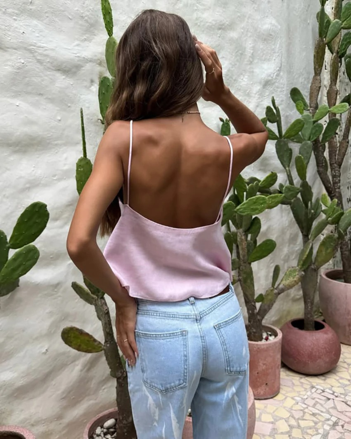 Linen V-Neck Sleeveless Top for Women