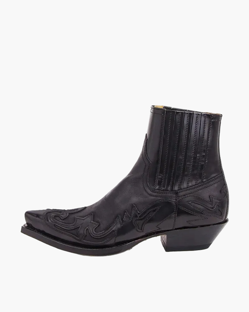 Faux Leather Embroidered Western Boots for Women