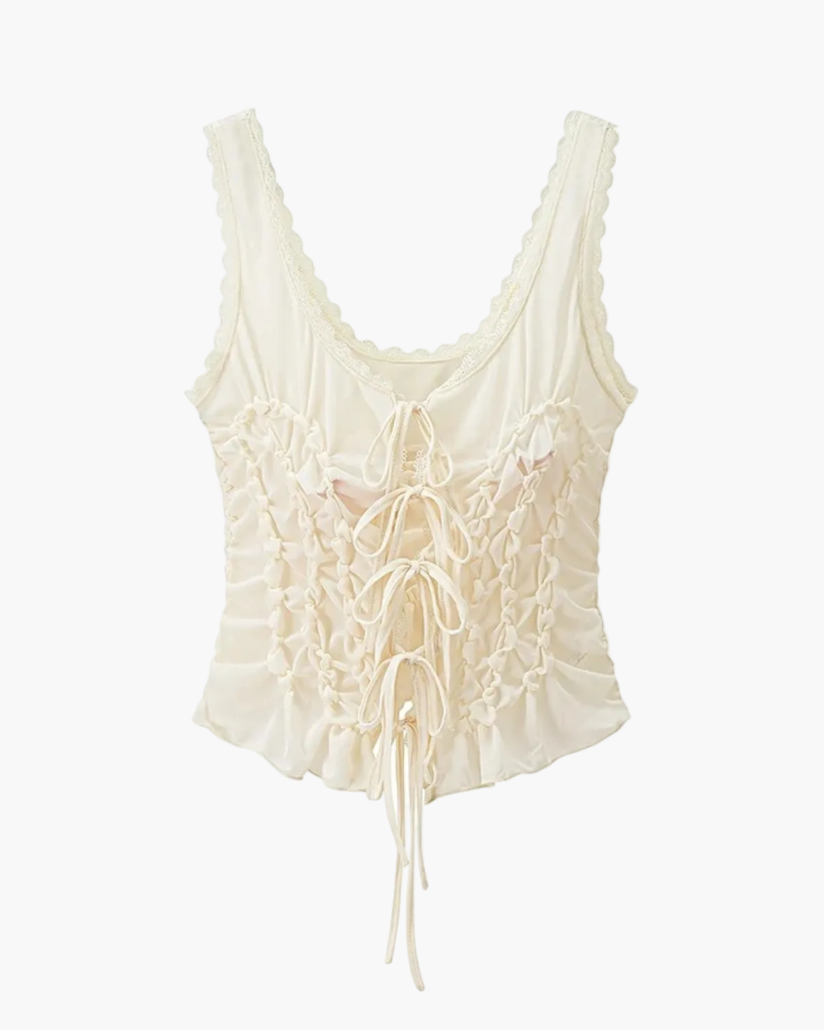 Slim Fit Pleated Tank Top with Front Tie for Women